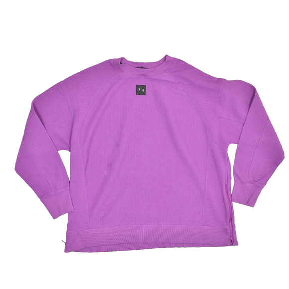 Under Armour Women's Purple Ribbed Fleece Sweatshirt Size MD Side Zip - Picture 1 of 8